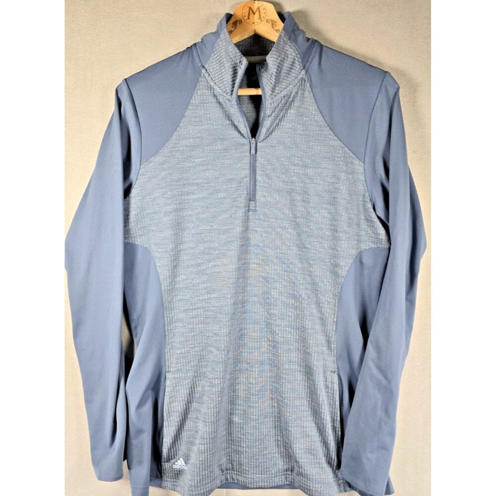 Adidas Golf Womens M 1/4 Zip Long Sleeve Blue Pullover Shirt Jacket Athleisure!!